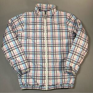 The North Face Kids Puffer Full Zip Front Jacket; Pastel Plaid - Girls XL